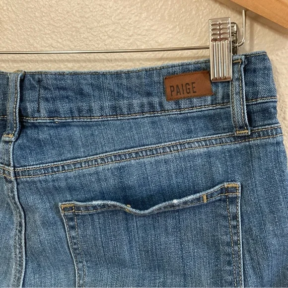 PAIGE Anthropologie Women’s Jean Shorts Sz 27 Cuffed Blue Distressed 5 Pockets - Picture 7 of 16